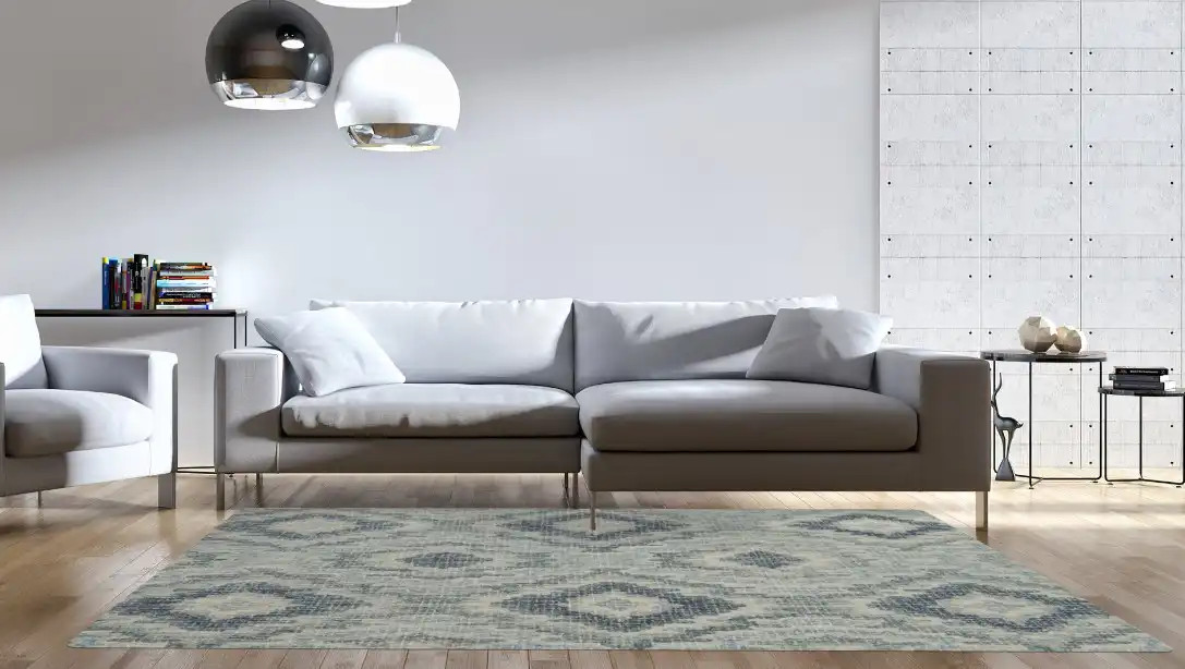 Loloi Tatum TW-01 Slate/Silver Area Rug Room Scene