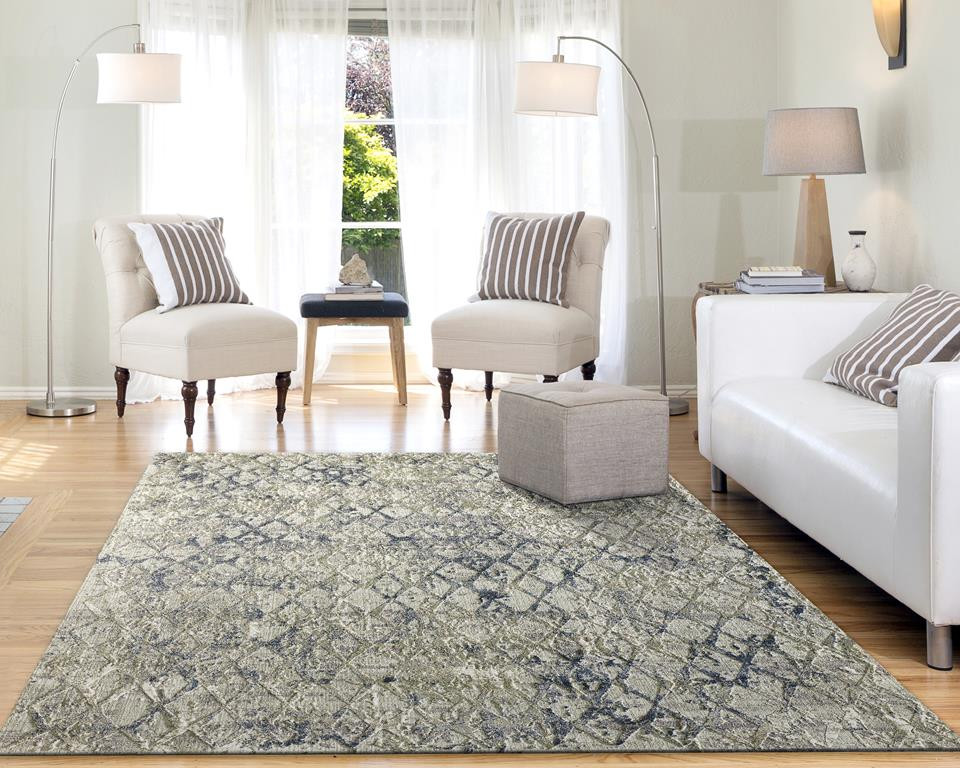Dynamic Rugs Quartz 27039-115 Light Beige/Blue Area Rug Room Scene
