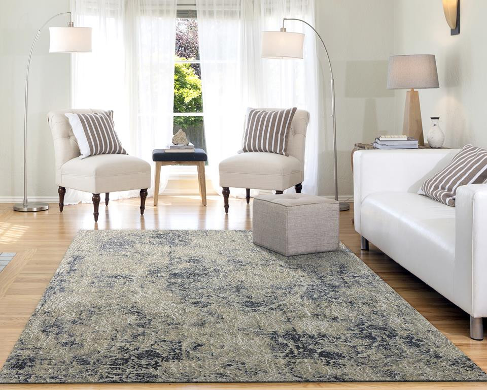 Dynamic Rugs Quartz 27040-115 Light Beige/Blue Area Rug Room Scene