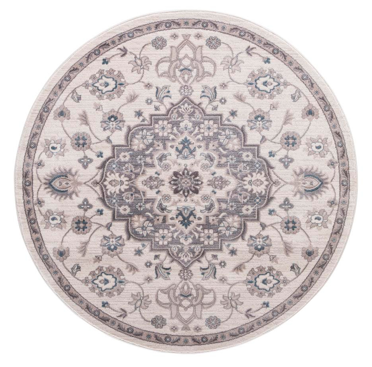 Concord Global Trading Lara 4552 Center Medallion Ivory/Gray Round Area Rug