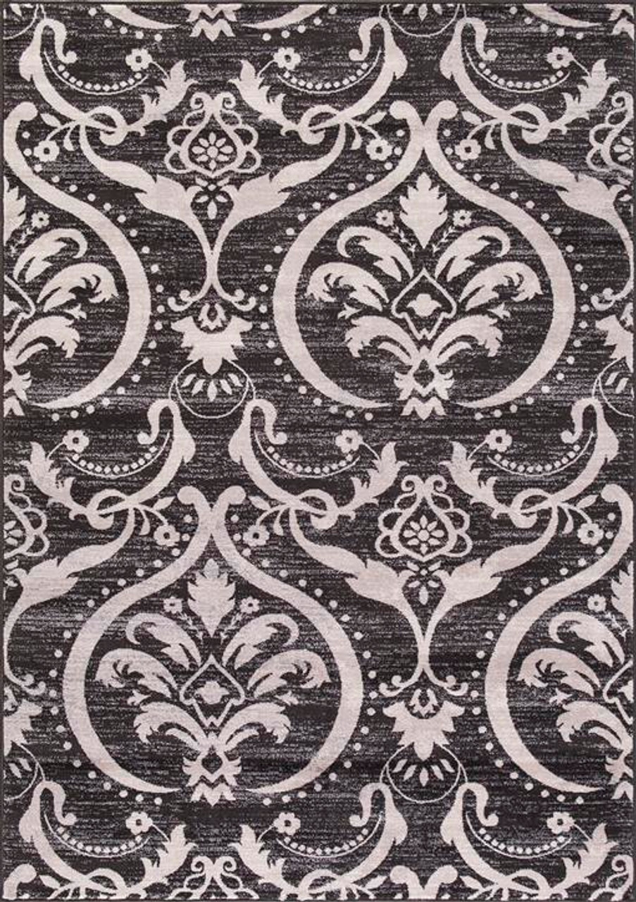 Concord Global Trading Lara 4573 Large Damask Anthracite Area Rug
