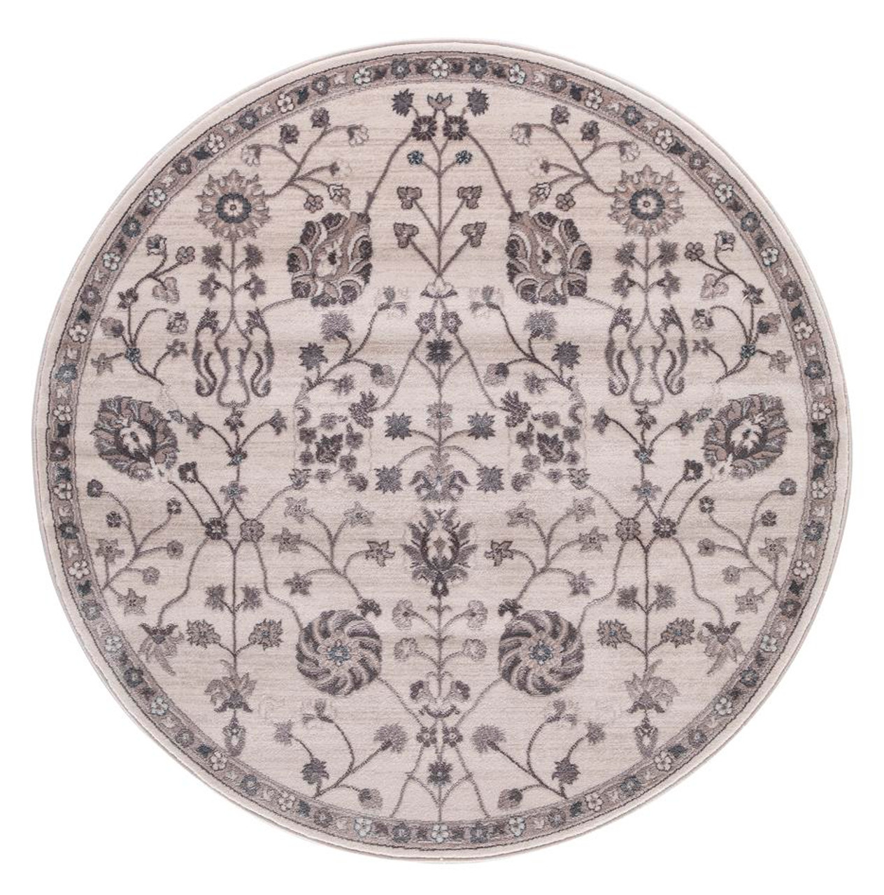 Concord Global Trading Lara 4612 Open Vase Ivory Round Area Rug