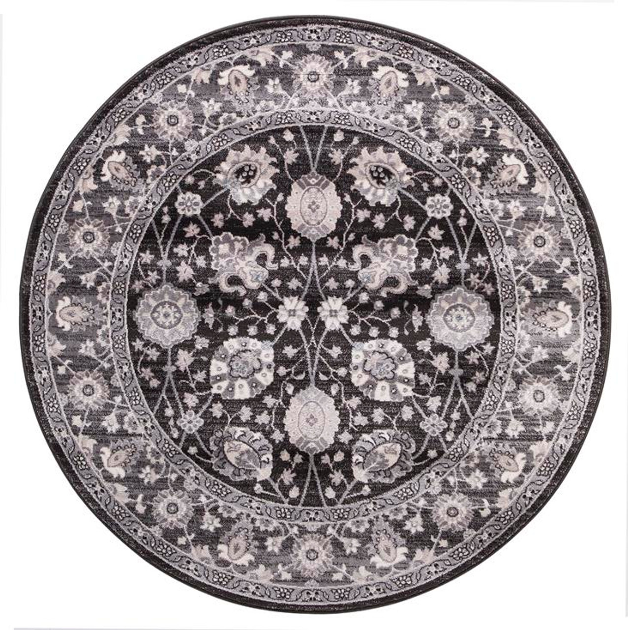 Concord Global Trading Lara 4533 Vase Anthracite Round Area Rug