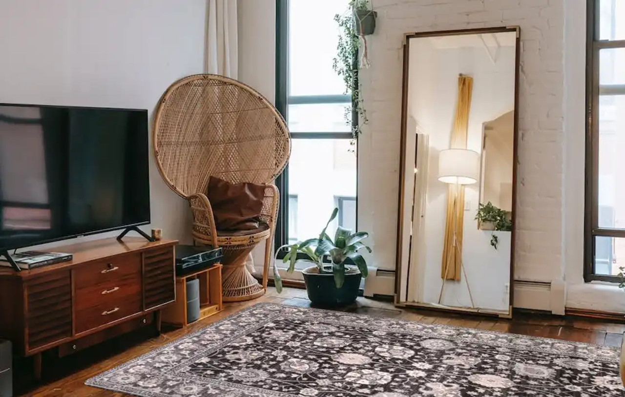 Concord Global Trading Lara 4533 Vase Anthracite Area Rug Room Scene