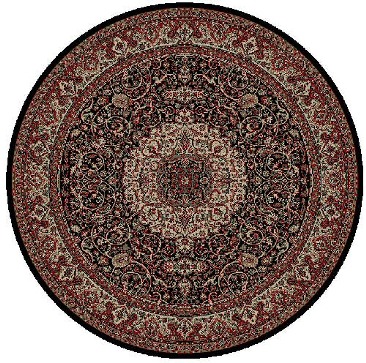 Concord Global Trading Persian Classics 2033 Isfahan Black Round Area Rug