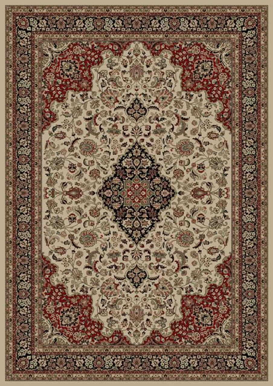 (Iranian Rug )イラン : ラグ Concord Global Persian Classics 2082 Medallion Kashan Ivory