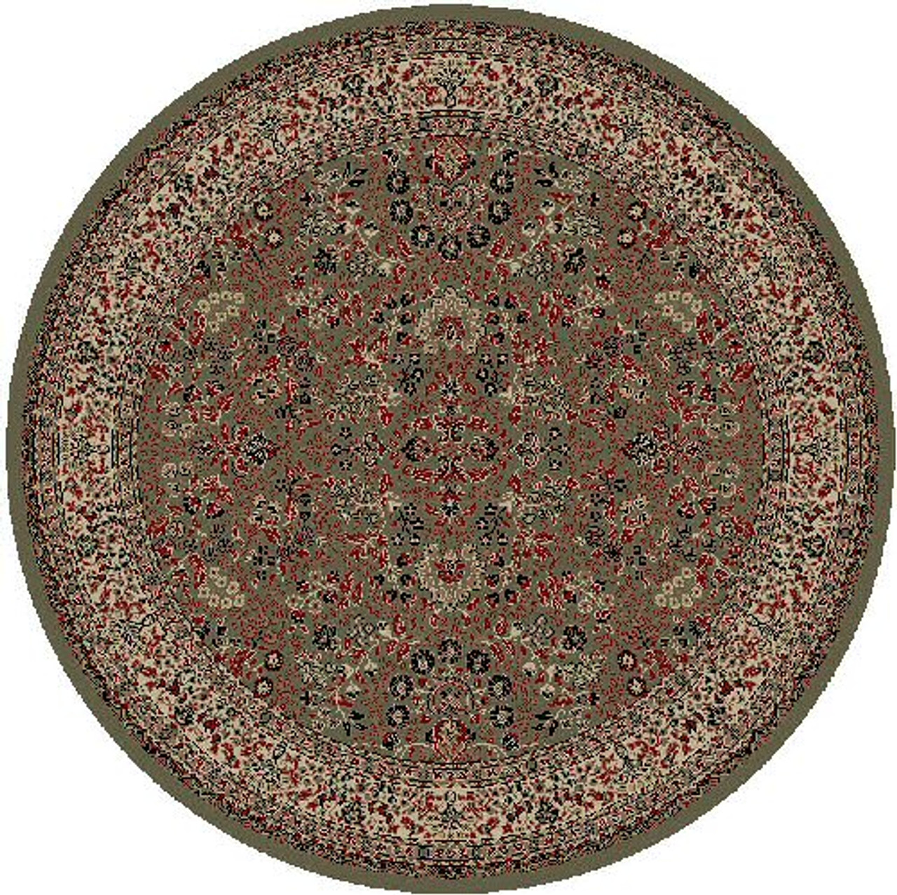 Concord Global Trading Persian Classics 2095 Sarouk Green Round Area Rug