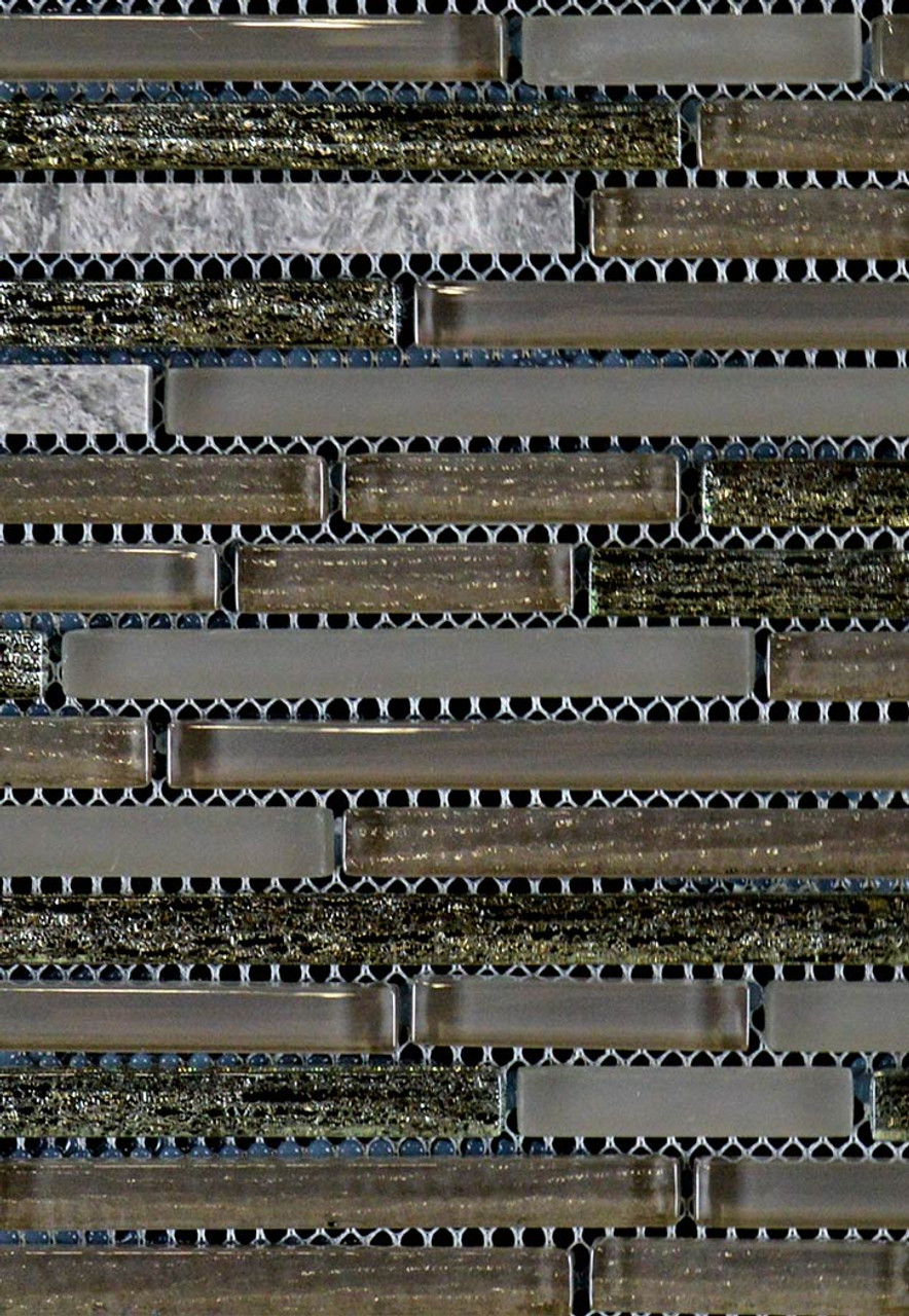 Silk Grey 12" X 12" Glass Strip Mosaic Tile