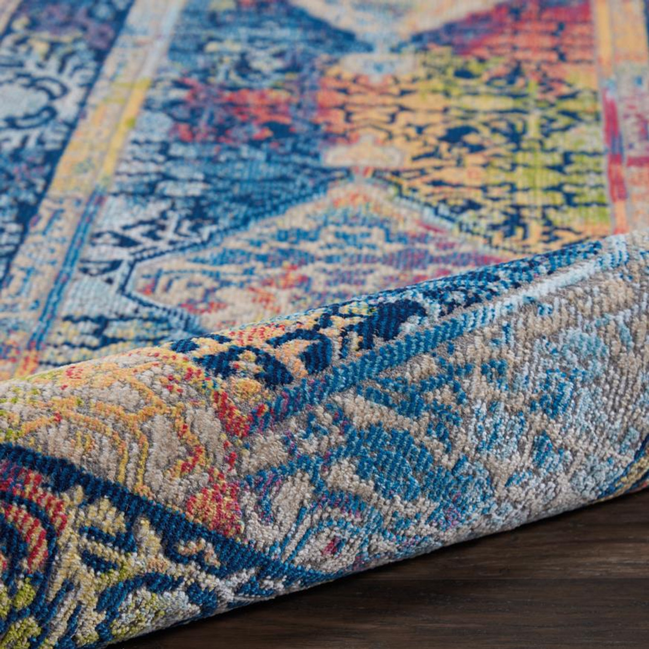 Nourison Ankara Global ANR04 Blue/Multicolor Area Rug Texture