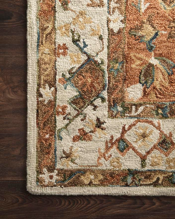 Loloi II Beatty BEA-01 Ivory/Rust Area Rug Corner
