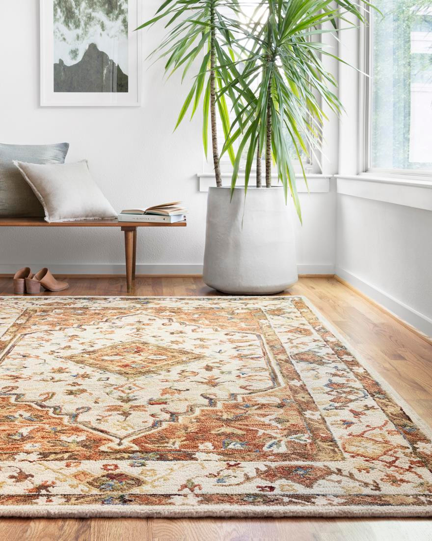 Loloi II Beatty BEA-01 Ivory/Rust Area Rug Room Scene