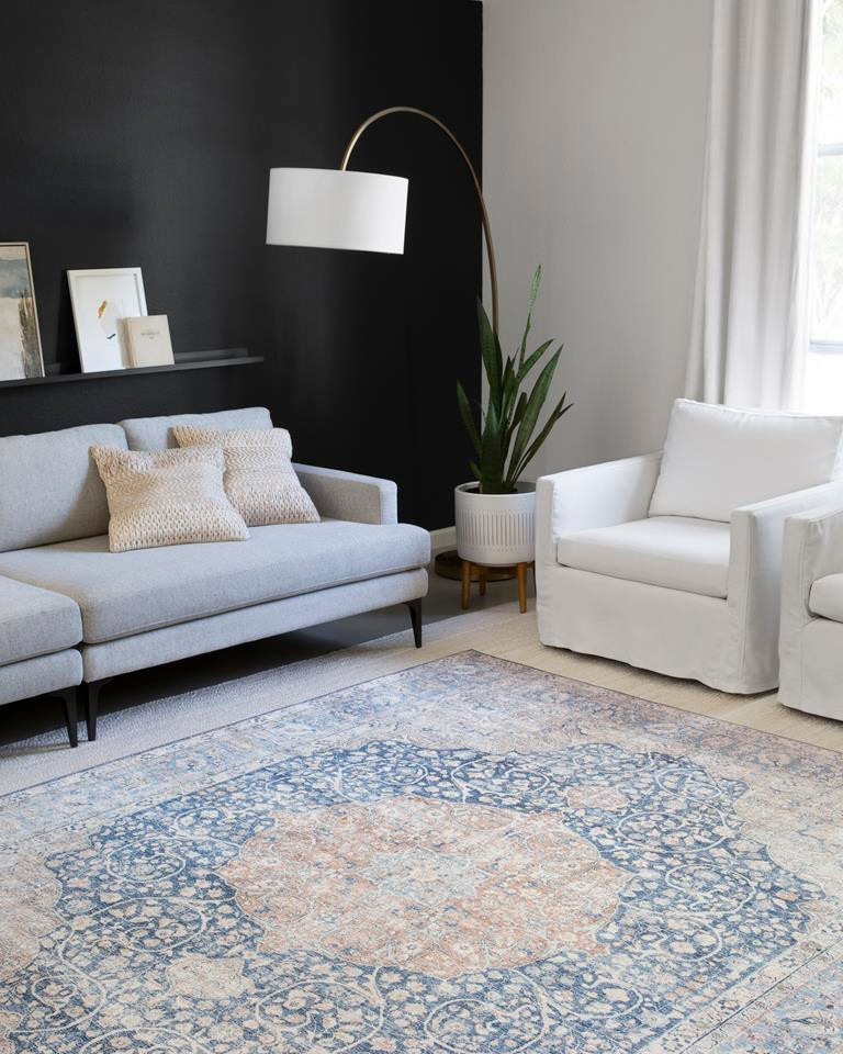 アトリエgg ラブリーギンガム　ネイビー Loloi II Layla LAY-07 Blue/Tangerine Area Rug - Carpetmart.com