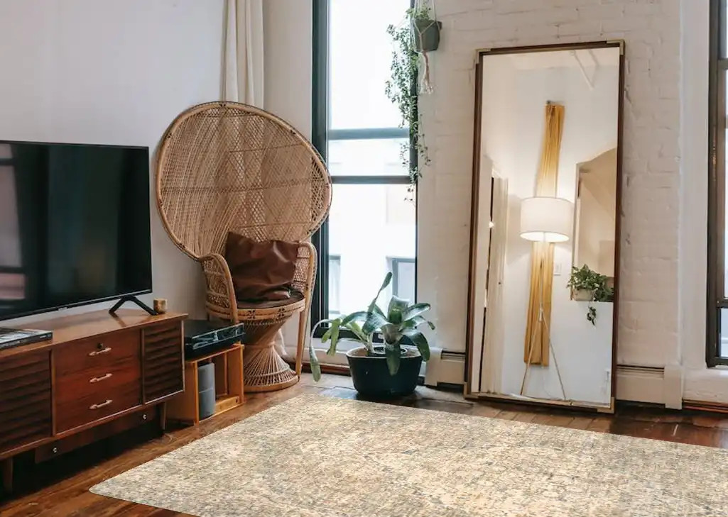 Loloi Revere REV-08 Granite/Blue Area Rug Room Scene