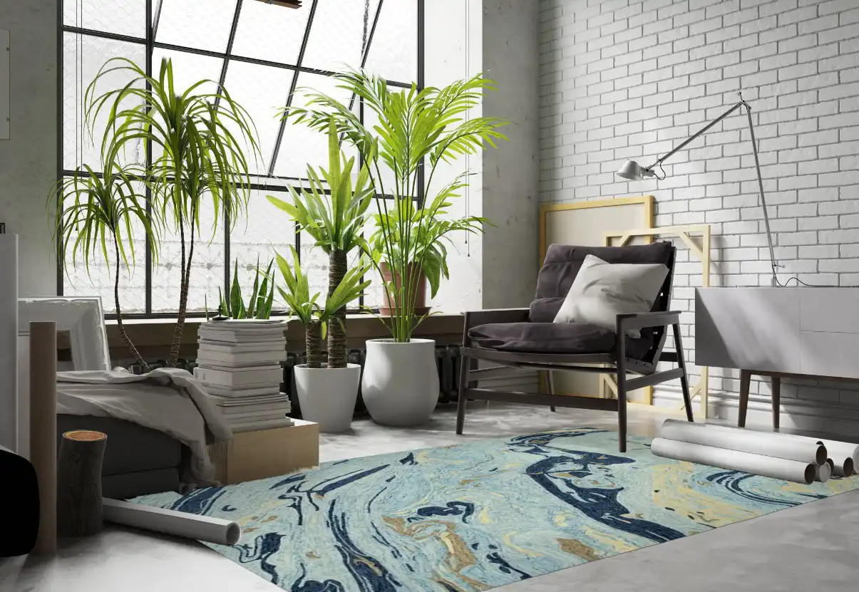 Kaleen Marble MBL01-17 Blue Area Rug Room Scene