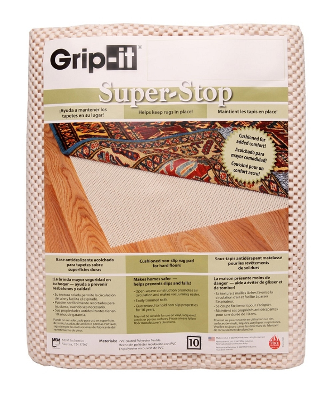 Super Grip Non Slip Rug Pad by Slip-Stop - Ivory - 9' x 12