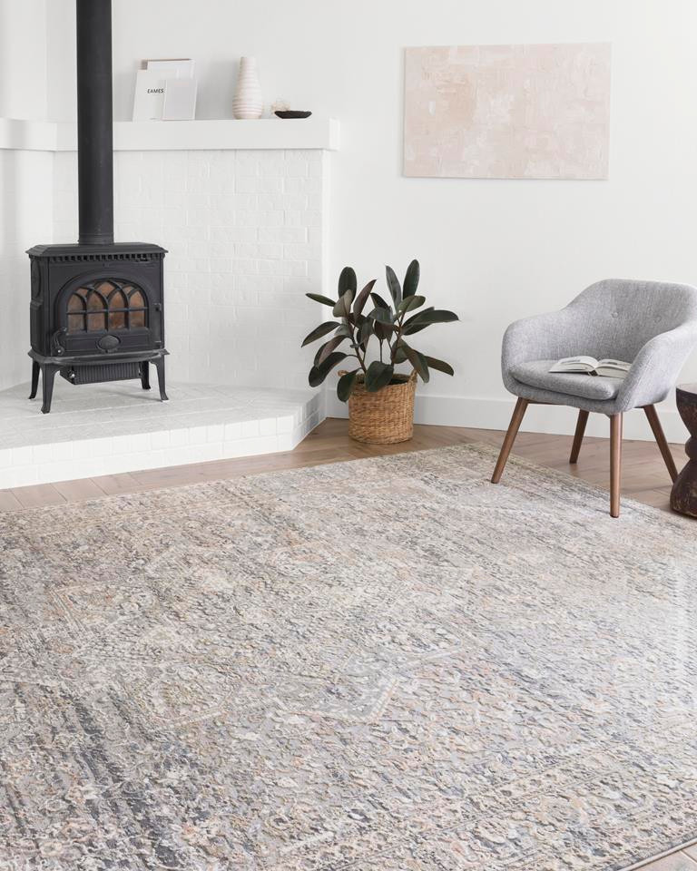 Loloi II Lucia LUC-01 Grey/Sunset Area Rug Room Scene