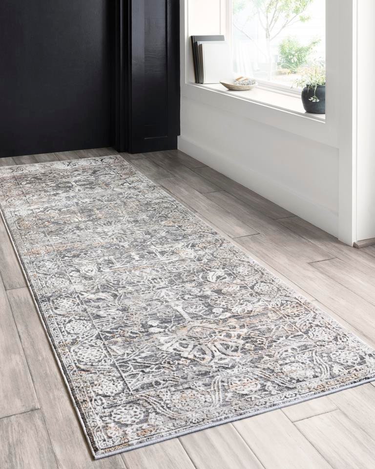 Loloi II Lucia LUC-03 Steel/Ivory Runner Area Rug Room Scene