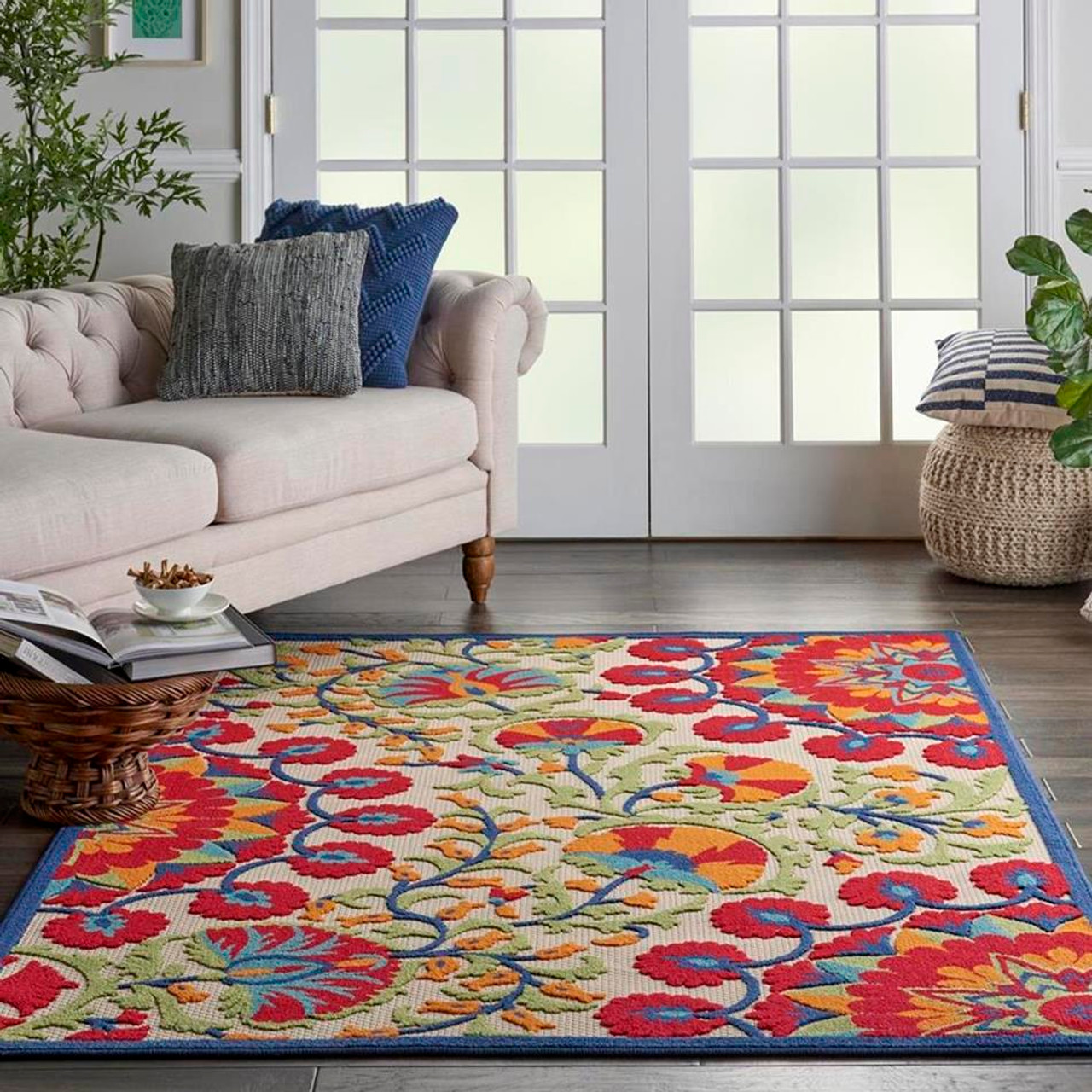 Nourison Aloha ALH20 Red/Multicolor Area Rug Room Scene