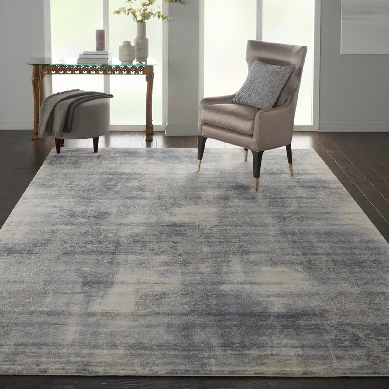 - RUS02 Mart Tile Blue/Ivory Area Textures Carpetmart.com - Rustic Carpet Nourison & Rug