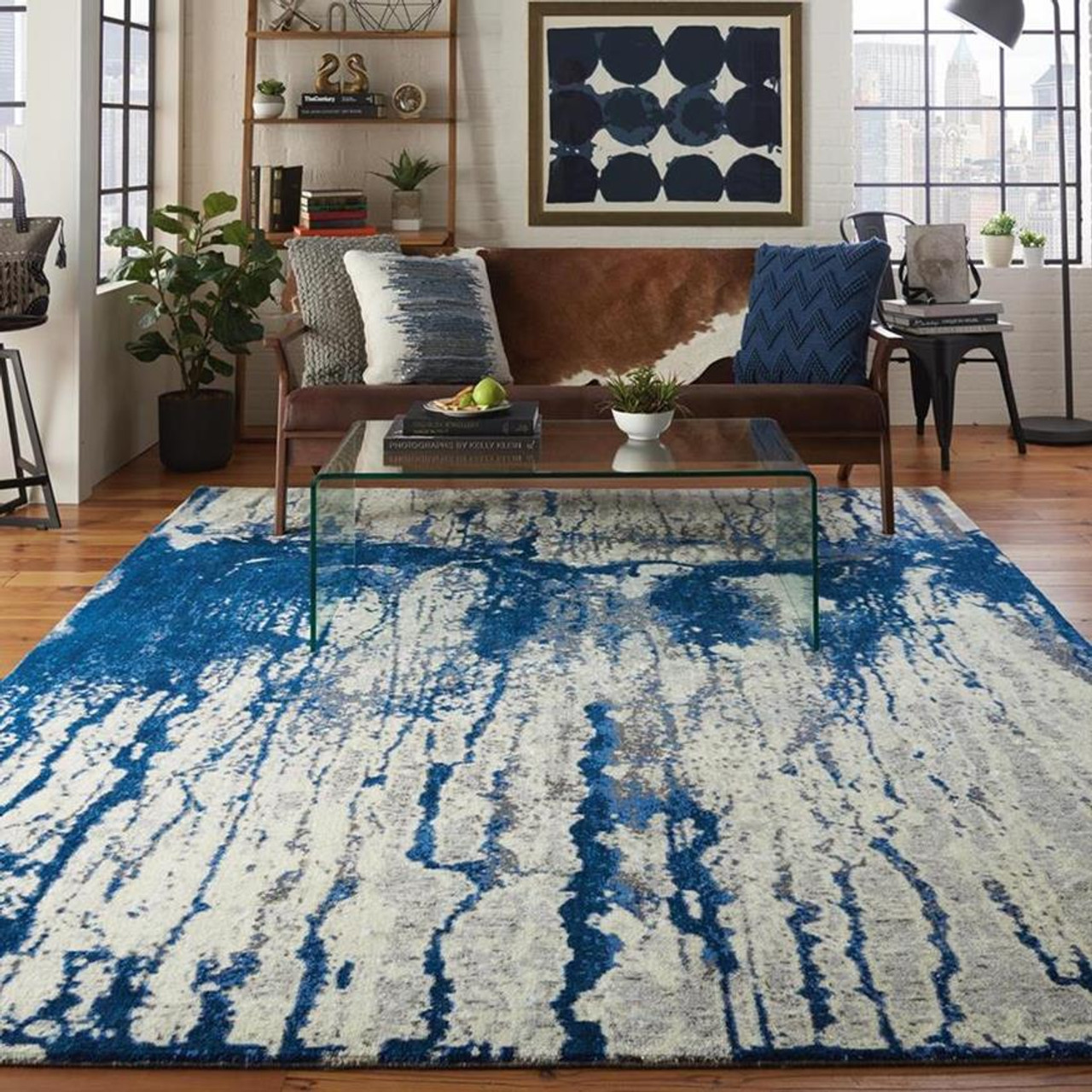 Nourison Twilight TWI29 Ivory/Blue Area Rug Room Scene