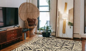Loloi Mika MIK-13 Ivory/Black Area Rug Room Scene Loloi Mika MIK-13 Ivory/Black Area Rug Room Scene