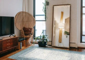 Loloi Rosina ROI-01 Aqua Area Rug Room Scene Loloi Rosina ROI-01 Aqua Area Rug Room Scene