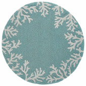 Liora Manne Capri 1620-04 Coral Border Aqua Round Area Rug Liora Manne Capri 1620-04 Coral Border Aqua Round Area Rug