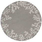 Liora Manne Capri 1620-47 Coral Border Silver Round Area Rug