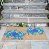 Liora Manne Frontporch 1404-03 Crabs Blue Area Rug Room Scene Liora Manne Frontporch 1404-03 Crabs Blue Area Rug Room Scene