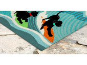 Liora Manne Frontporch 1473-04 Surfing Dogs Ocean Area Rug Corner