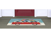 Liora Manne Frontporch 2427-24 Happy Howlidays Red Area Rug Room Scene
