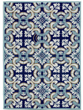 Liora Manne Ravella 2253-33 Floral Tile Navy Area Rug Liora Manne Ravella 2253-33 Floral Tile Navy Area Rug