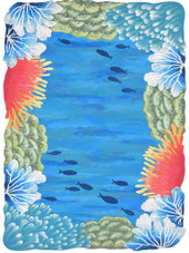 Liora Manne Visions IV 4137-03 Reef Border Blue Area Rug Liora Manne Visions IV 4137-03 Reef Border Blue Area Rug