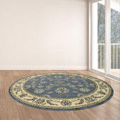Radici Alba 1596 Grey/Blue Round Area Rug Room Scene