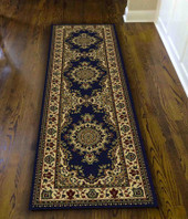 Radici Castello 1191 Navy Runner Area Rug Room Scene