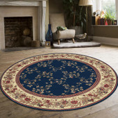 Radici Como 1590 Navy Round Area Rug Room Scene