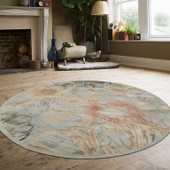 Radici Garda 3809 Blue Round Area Rug Room Scene