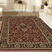 Radici Noble 1305 Burgundy Area Rug Room Scene Radici Noble 1305 Burgundy Area Rug Room Scene