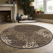 Radici Pisa 3471 Brown Round Area Rug Room Scene