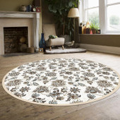 Radici Pisa 3475 Bone Round Area Rug Room Scene