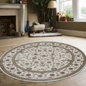 Radici Pisa 3743 Bone Round Area Rug Room Scene