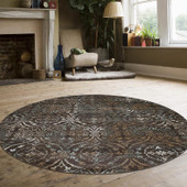 Radici Pisa 3746 Brown Round Area Rug Room Scene