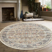 Radici Seriate 501 Lt. Beige Round Area Rug Room Scene