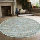 Radici Seriate 502 Lt. Blue Round Area Rug Room Scene