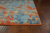 Kas Illusions 6208 Blue/Coral Elements Area Rug Corner Kas Illusions 6208 Blue/Coral Elements Area Rug Corner