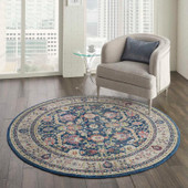 Nourison Ankara Global ANR13 Navy/Multi Round Area Rug Room Scene Nourison Ankara Global ANR13 Navy/Multi Round Area Rug Room Scene