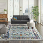 Nourison Ankara Global ANR14 Teal/Multi Area Rug Room Scene Nourison Ankara Global ANR14 Teal/Multi Area Rug Room Scene