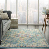 Nourison Passion PSN25 Ivory/Light Blue Area Rug Room Scene Nourison Passion PSN25 Ivory/Light Blue Area Rug Room Scene