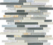 Silver Aspen Glass Linear Decorative Tile 12" x 12" Silver Aspen Glass Linear Decorative Tile 12" x 12"