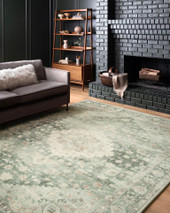 Loloi II Rosette ROS-08 Teal/Ivory Area Rug Room Scene Loloi II Rosette ROS-08 Teal/Ivory Area Rug Room Scene
